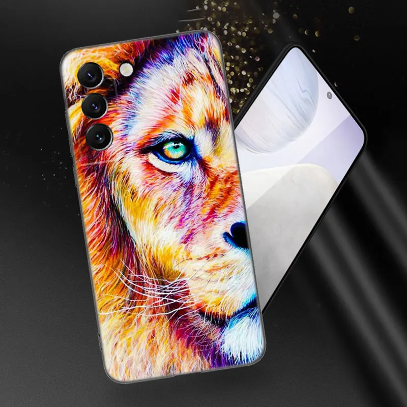 Lion Alpha Male Tiger King Phone Case For Samsung Galaxy S21 S20 FE S22 Ultra S10 Lite S9 S8 Plus S10E S7 Edge Soft Black Cover images - 6