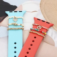 metal charms for apple watch band decorative ring diamond ornament smart watch silicone strap accessories for iwatch bracelet