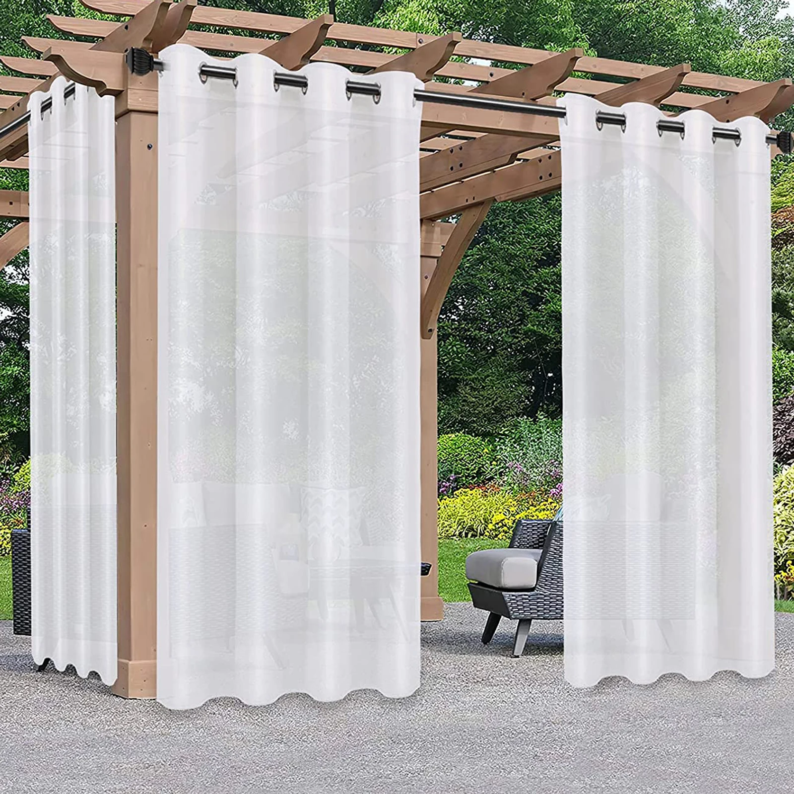 

1 Panel Outdoor Waterproof Tulle Curtains Vertical Striped Venetian Blinds Vertical Window Screens Pergola Terrace UV Curtains