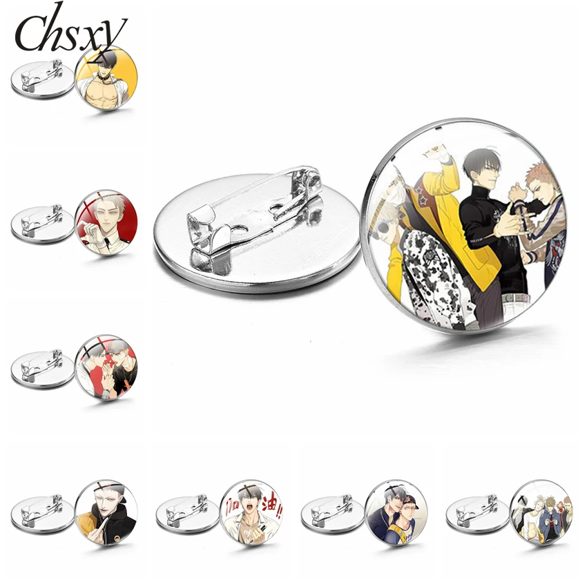 Броши-значки Anime Old Xian BL 19 Days с персонажами Mo Guanshan, He Tian и Jian Yi из манги Youth Cartoon Figuer в стиле стеклянных значков для одежды, сумок и ювелирных изделий.