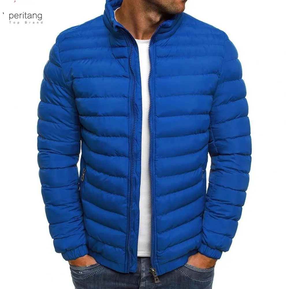 

New 2023 New Men 's Parka Autumn Winter Coat Solid Stand Collar Zipper Closure Pockets Casual Puffer Warm Jacket Streetwear