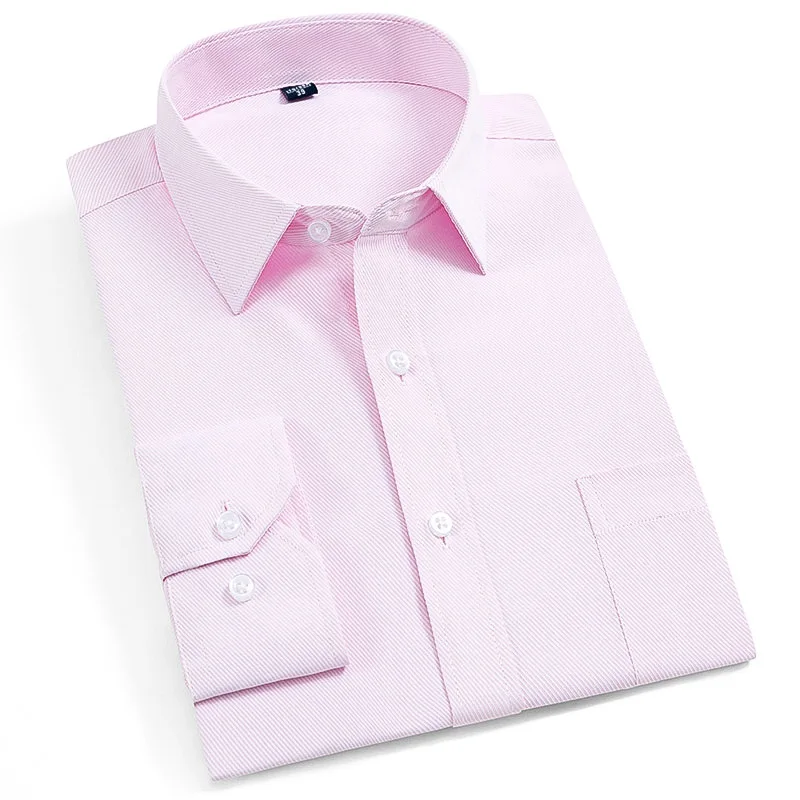 Fashion Solid Business Long Sleeve Formal Men's Dress Shirts Social Turn-down Collar Mens Casual Shirt Soft Comfortable