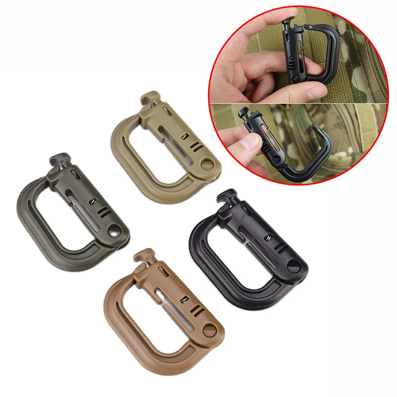 

2PCS Grimloc Molle Carabiner D Locking Ring Plastic Clip Snap Type Ring Buckle Carabiner Keychain ITW Fastener Bag buckle