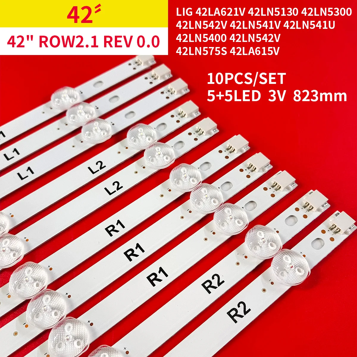 10 шт./1 комплект, Светодиодная лента для подсветки, 42 дюйма, ROW2.1, REV 0,0, 6916L-1385A, 6916L-1386A, 6916L-1387A, 6916L-1388A, 42LN5400, 42LN575S