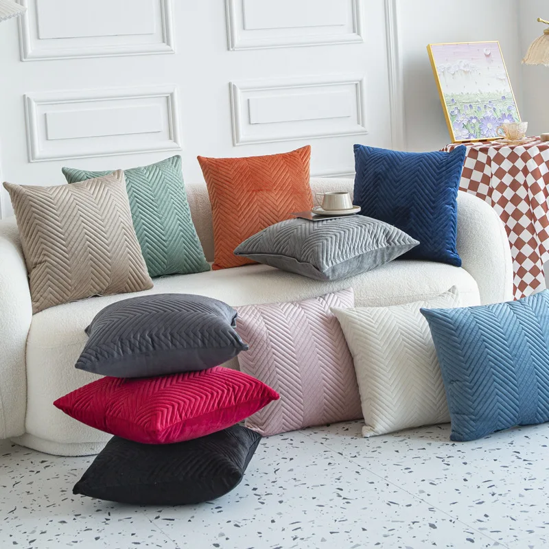

Solid Color Velvet Cushion Cover Cushion Cover Pillowcase Quilted Flower Insert Insert 45x45CM Simple Pillows Nordic Home Decor