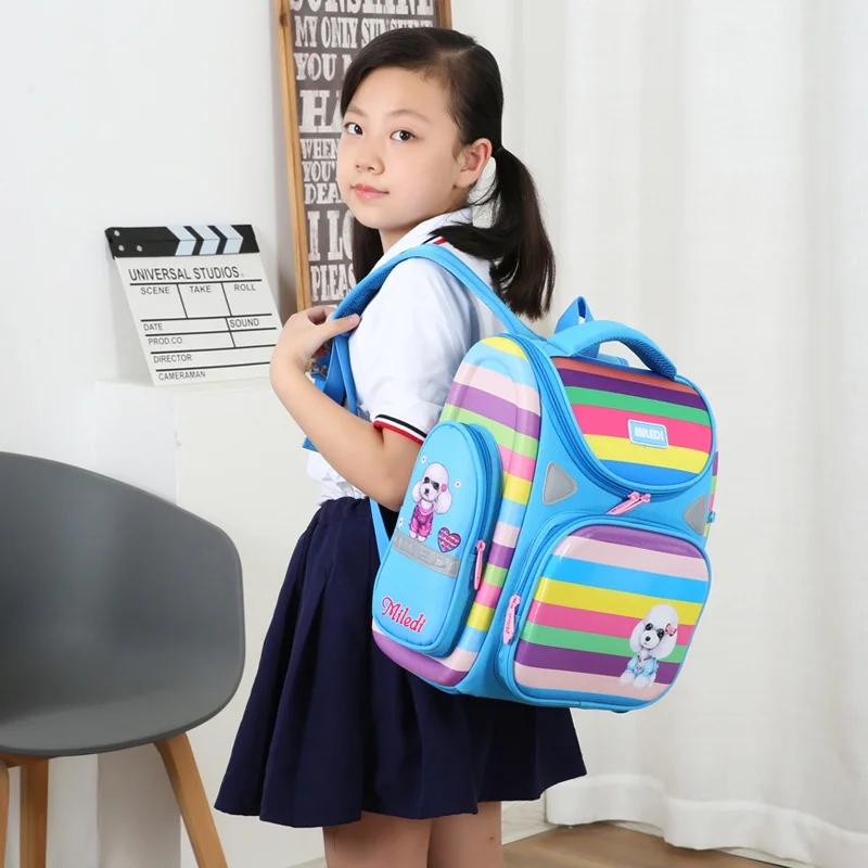 Girls Boys Cute Dog Astronaut Primary School Students High-capacity Backpacks New Children Grades 1-6 Rainbow Color Pen Bags Hot