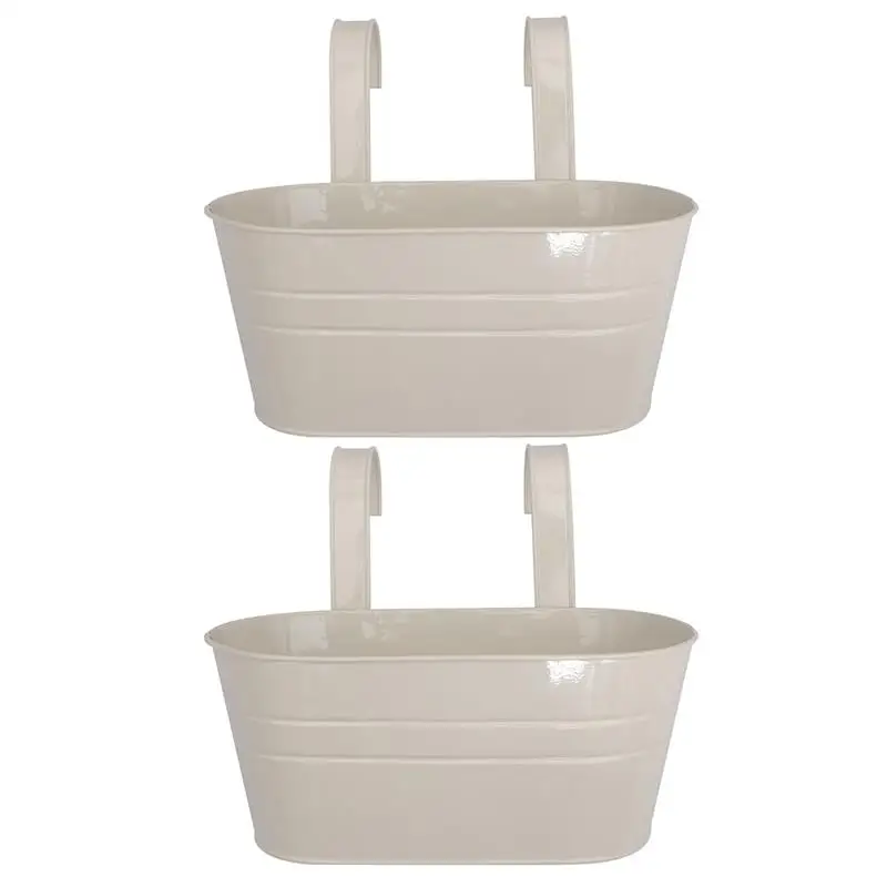 

2pcs Detachable Hook Flower Container Double Hook Oval Bucket Iron Bucket
