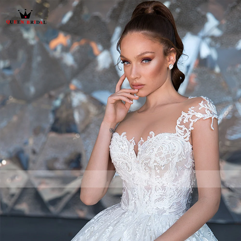 Роскошные свадебные платья бальное платье с коротким рукавом тюлевые кружевные