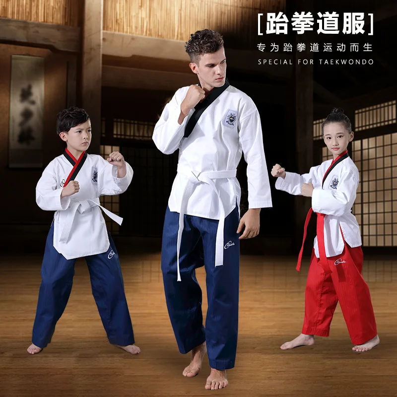 Детский костюм TKD для мальчиков и девочек униформа тхэквондо мужчин женщин