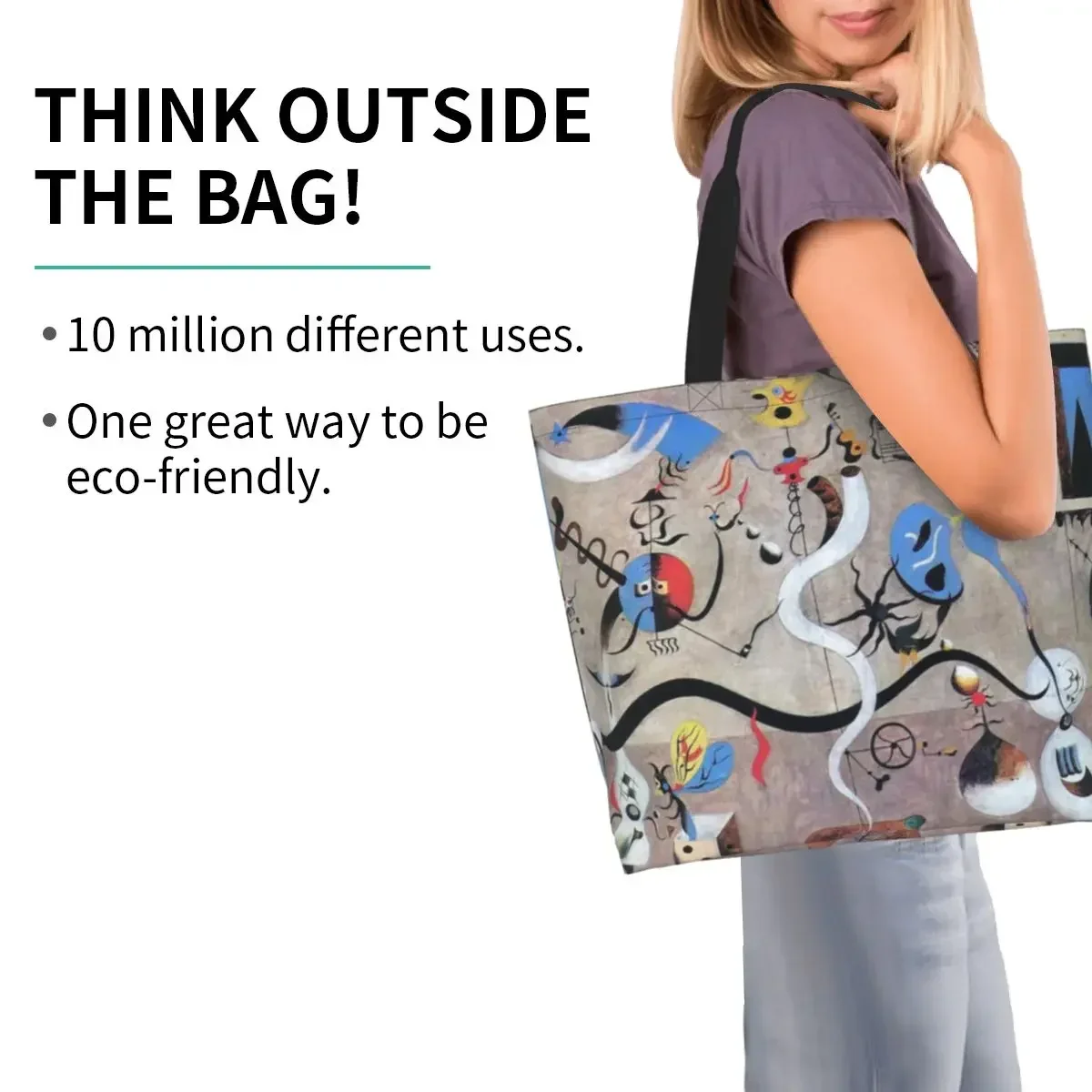 Симпатичная сумка-шоппер с абстрактным художественным рисунком Джоан Миро