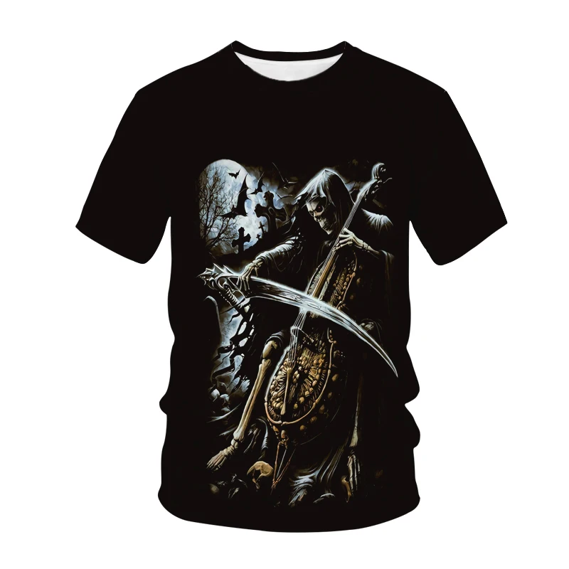 Новинка 2022 футболка унисекс крутой узор черепа с 3D принтом уличная мода K-Pop топ