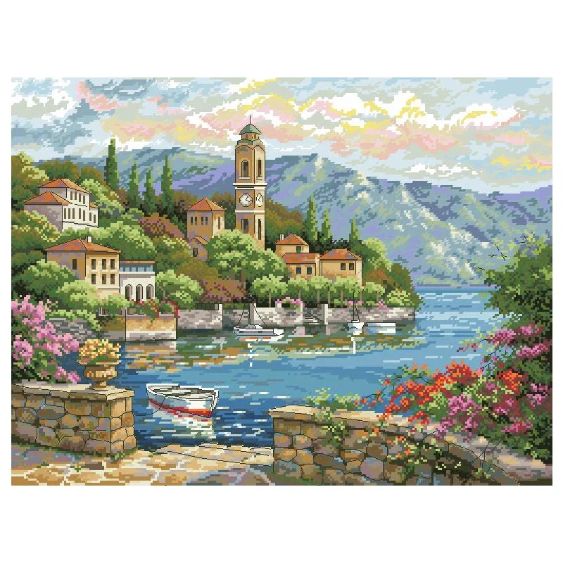 Amishop высококачественный красивый набор для вышивки крестиком озер как в