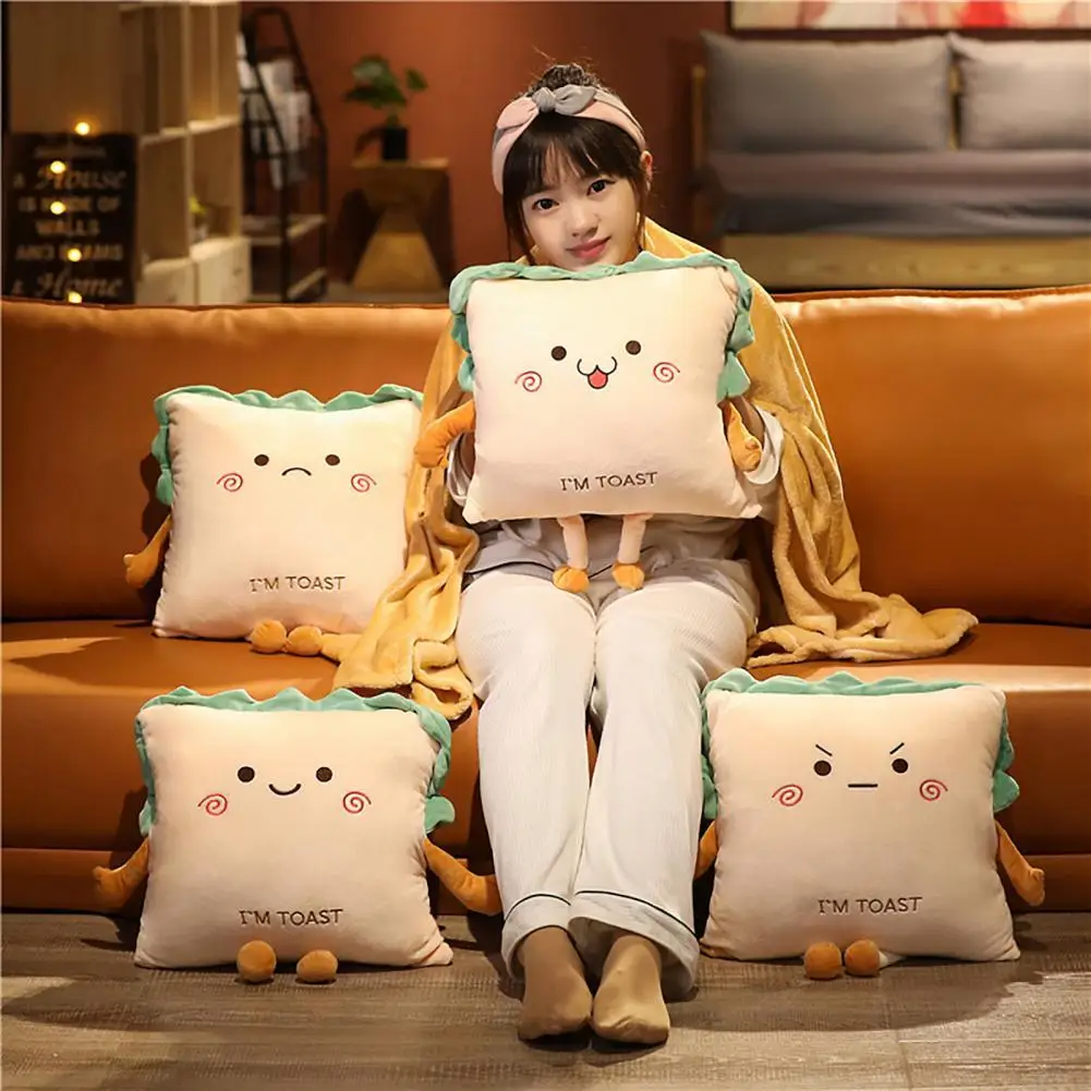 

2-in-1 Stuffed Plush Pillow with Blanket Multifunctional Cartoon Design Plush Strong Flexibility Stuffed Cushion for Indoor