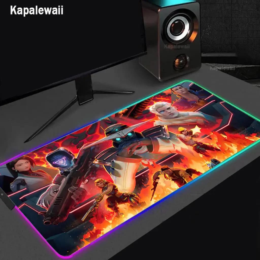 

Большой коврик для мыши RGB Valorant, игровой коврик для мыши для ПК, коврик для мыши для геймеров, коврики для клавиатуры Xxl, коврики для мыши с рез...