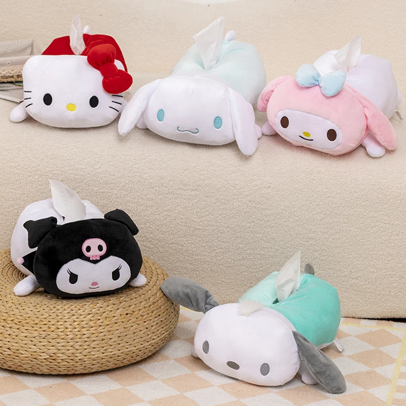 

Kawaii Sanrio Car Tissue Box Hello Kitty KuromiCinnamoroll Cartoon Animation Plush Doll Tissue Cover Tissue Drawer Tissue Holder