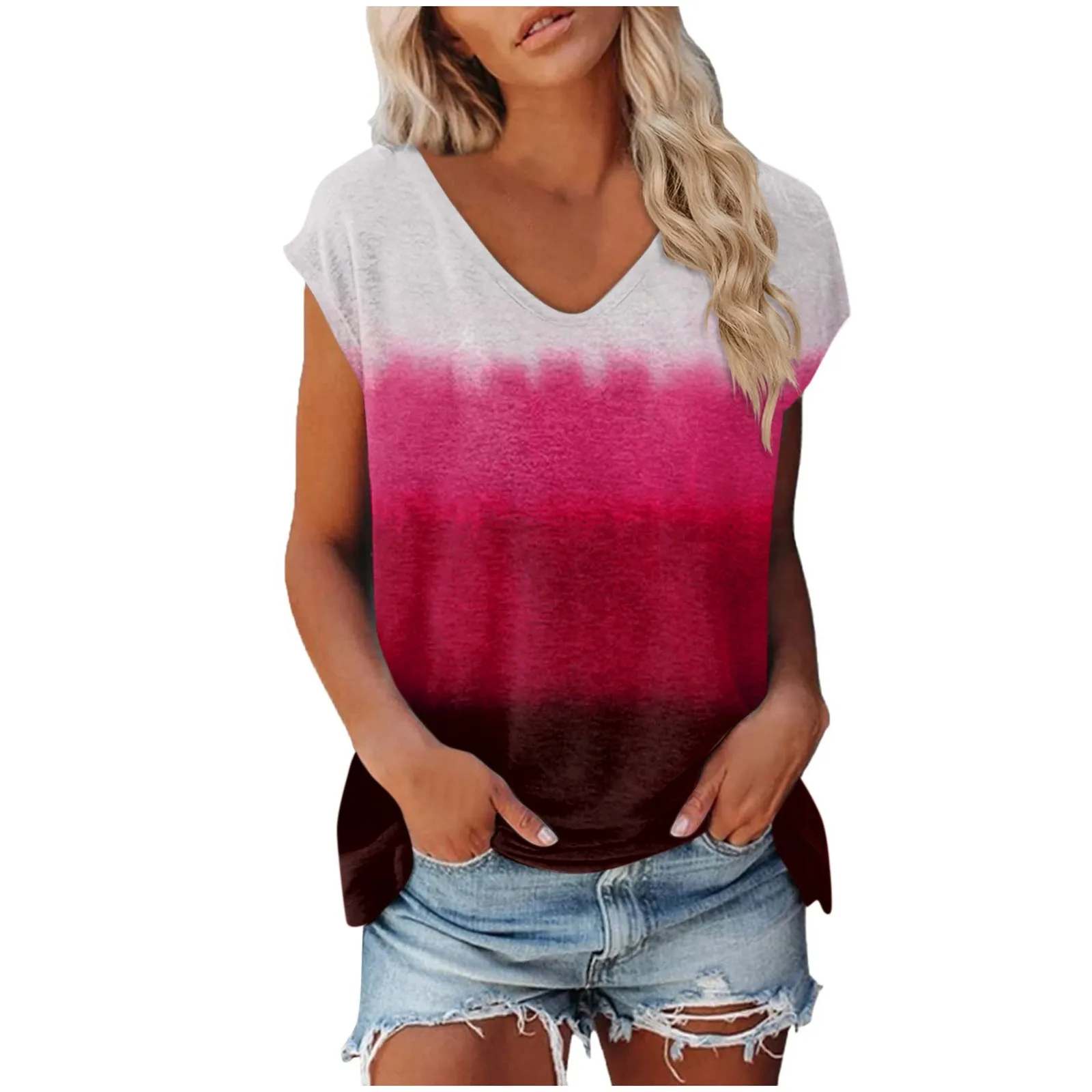 

Женская модная повседневная футболка с принтом и V-образным вырезом, топ с коротким рукавом, модная женская блузка 2023, футболка для женщин, Y2k одежда для женщин