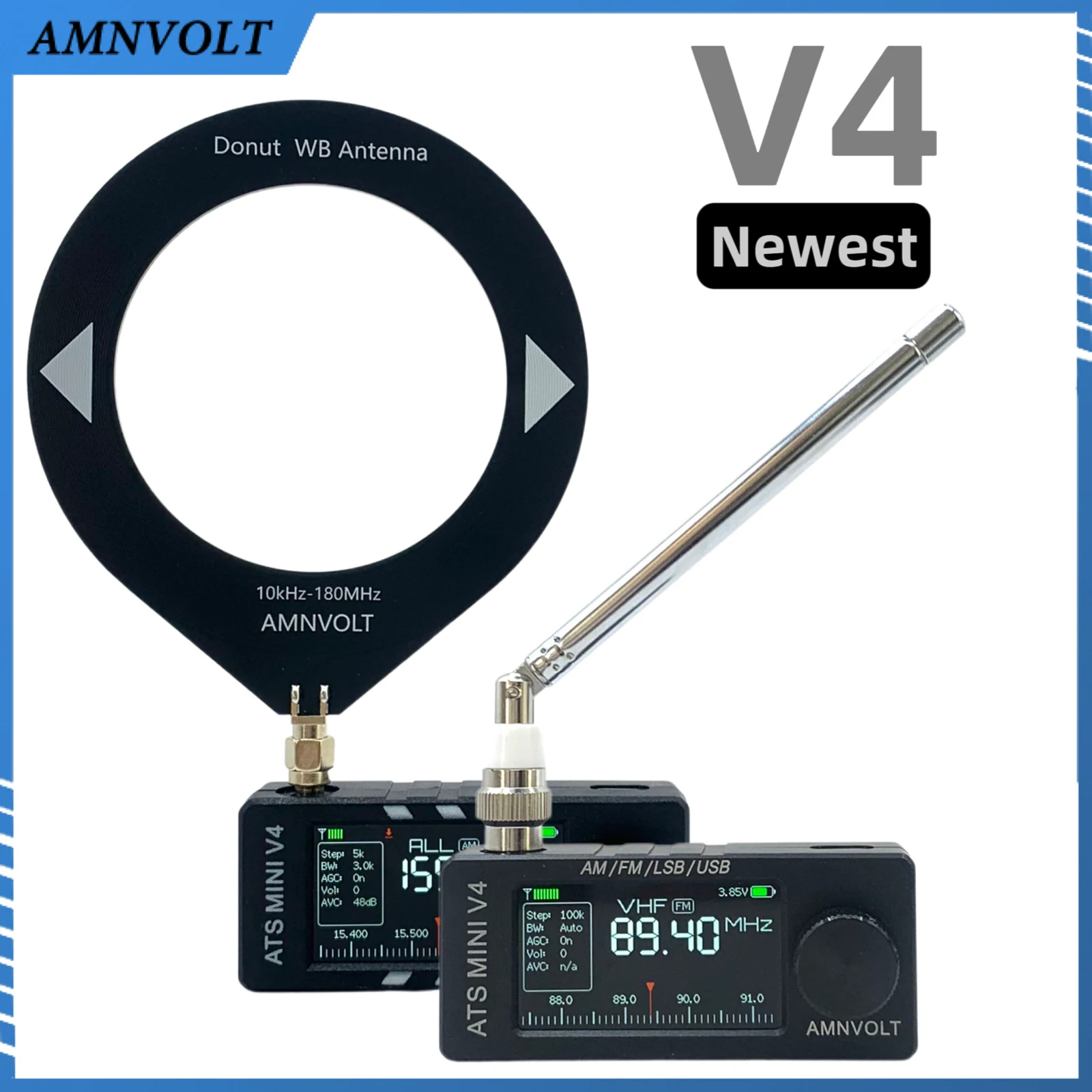 Фото AMNVOLT V4/V3S ATS MINI SI4732 Радио ALL Band DSP Радио FM AM SSB LSB USB-приемник, встроенная схема усилителя для наушников Hi-Z №2
