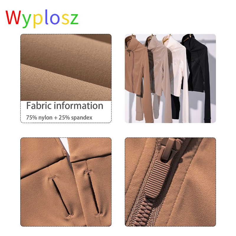 Wyplosz Winter Woman Yoga Top Sportswear Zipper Activewear Fitness Workout Pocket Breathable Quick-drying Self-cultivation Train