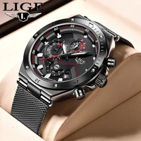 lige luxury mens fashion big dial watch men sport waterproof quartz watches men all steel army military watch relogio masculino