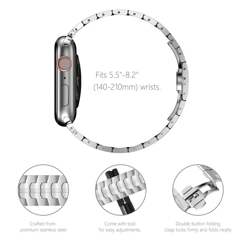 Iron Man Metal Stainless Steel Watch Band for Apple Watch 1/2/3/4/5/6/7/8/SE/Ultra Men's Fashion Watch Replacement Accessories