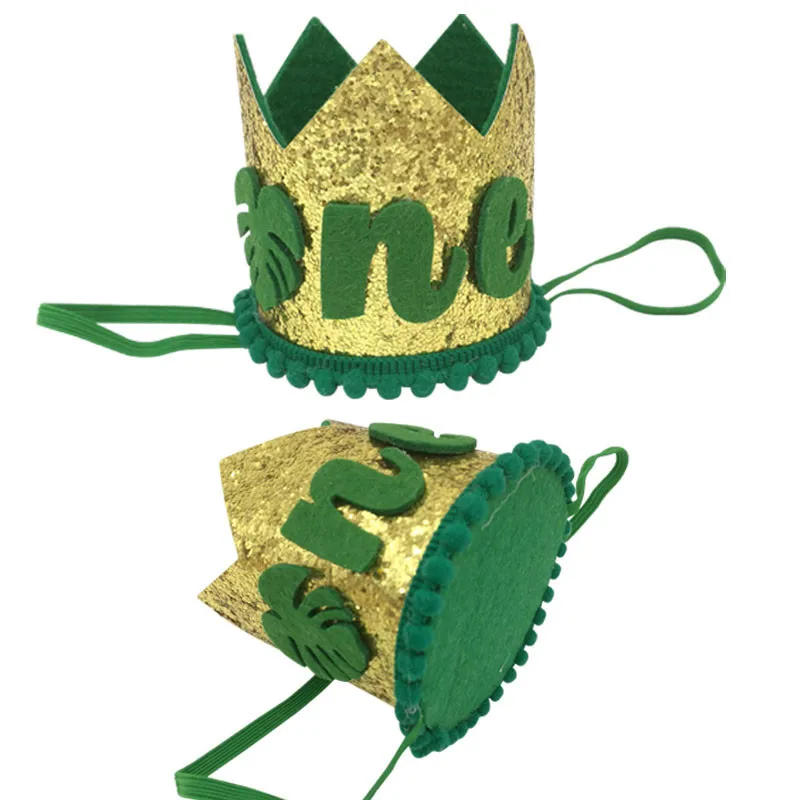 

1Pcs 1 Year Birthday Crown Headband Boy 1st Birthday Party Hat Wild One Prince Kids First Jungle Baby Shower Decoration Supplies