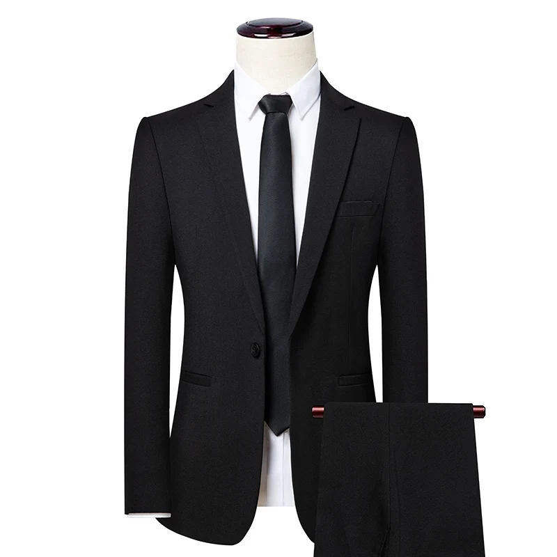 

( Jacket + Pants ) Formal Business Wedding 2 Piece Set Fashion Suit Sethigh Quality Men's Blazer Trousers Waistcoat Men Clothing