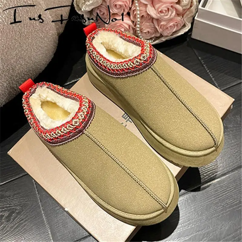 Модные женские зимние ботинки большого размера на толстой подошве и высокой