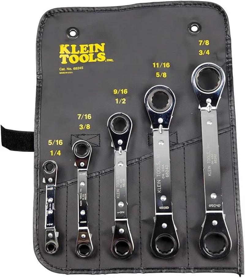 

Klein Tools 68245 Reversible Ratcheting Box Wrench Set, 5-Piece, Black