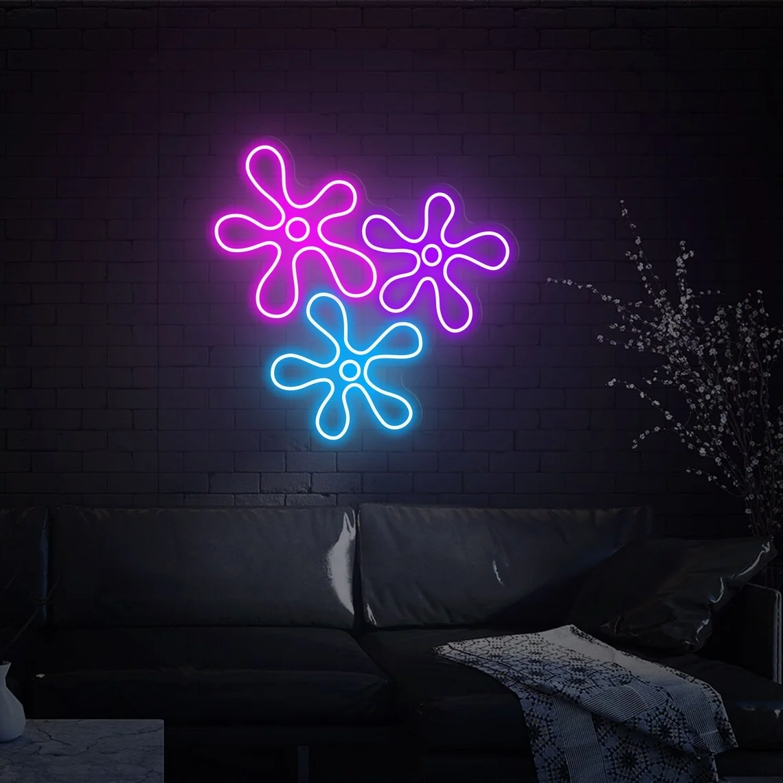 Неоновая вывеска в виде цветка на заказ неоновая Цветочная фотография декор для