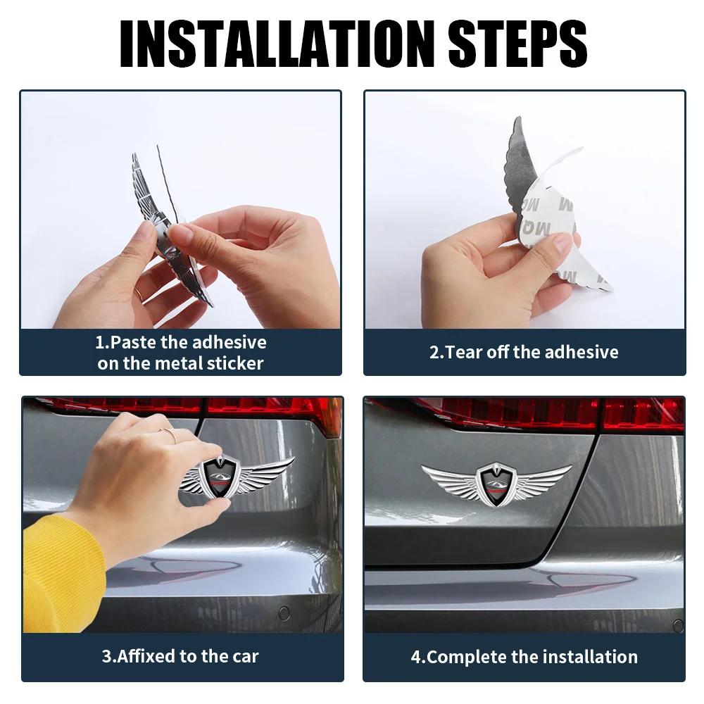 1 шт. автомобильные аксессуары 3D металлический корпус крылья багажника боковые