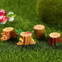 dropshipping 1 set mini stump statue weather resistant attractive resin delicate detail garden miniature for yard decoration