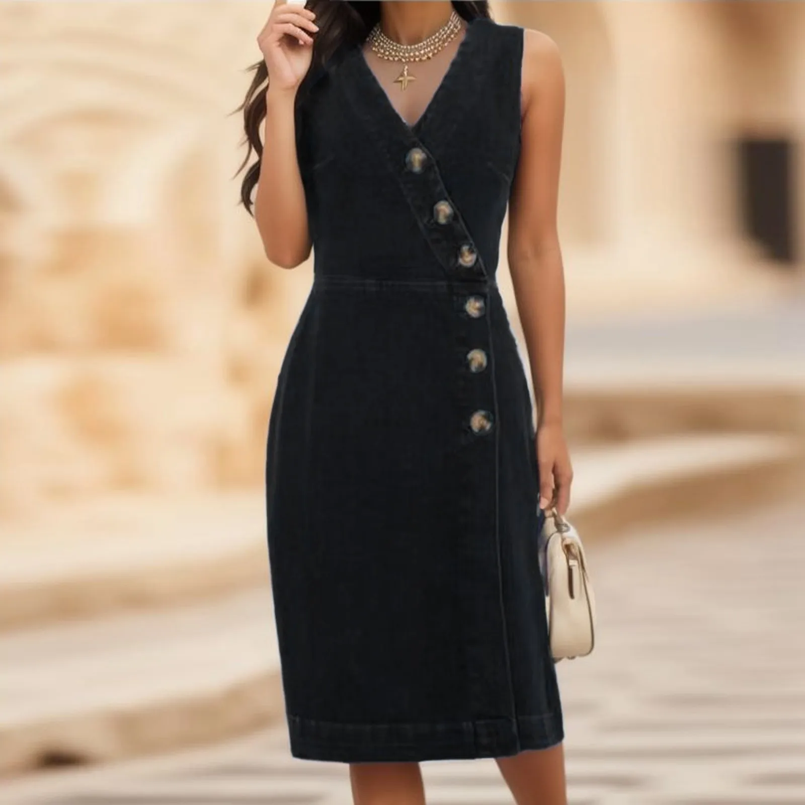 

Платье женское джинсовое без рукавов, пикантное платье фигуристки в европейском стиле, Повседневная летняя одежда с рукавами