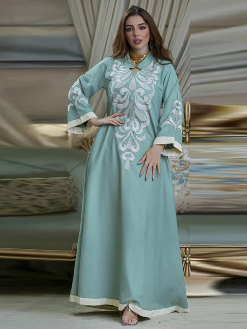 Arab Morocco Muslim Dress Abayas Women Ramadan Embroidery Abaya Dubai Turkey Islam Kaftan Robe Longue Musulmane Vestidos Largos 3
