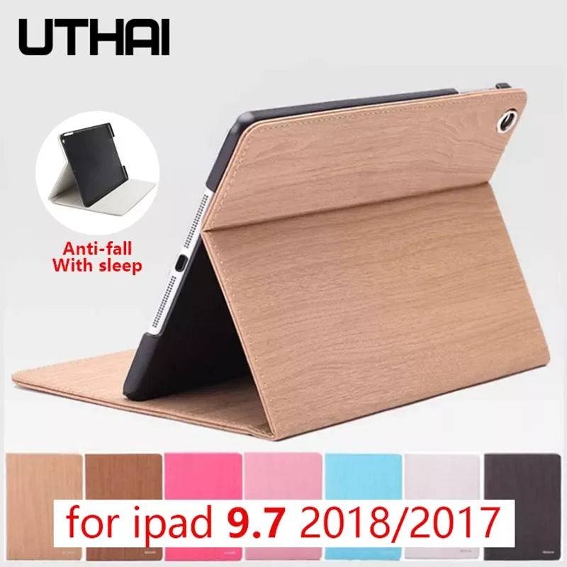 

E028 Новый чехол с текстурой древесины для ipad 9,7 2018/2017 чехол с текстурой древесины, мини-чехол для планшетного ПК, из ПУ кожи, устойчивый к спяще...