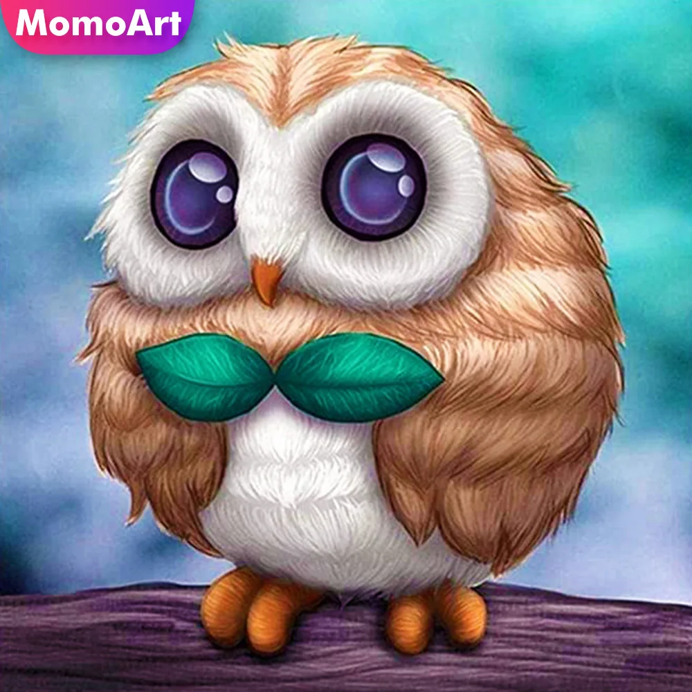 

MomoArt DIY Алмазная мозаика сова картина мультфильм вышивка крестиком Картина Стразы с животными ручная работа подарок