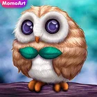 MomoArt DIY Алмазная мозаика сова картина мультфильм вышивка крестиком Картина Стразы с животными ручная работа подарок