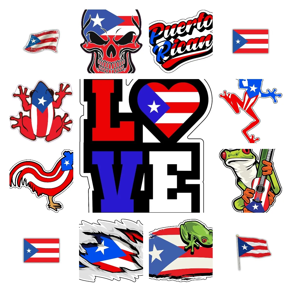 

Creative Puerto Rico Stickers Vinyl Wrap Decals for Hard Hat Car Laptop Accessories Cartoon anime decal Glue Sticker KK13cm