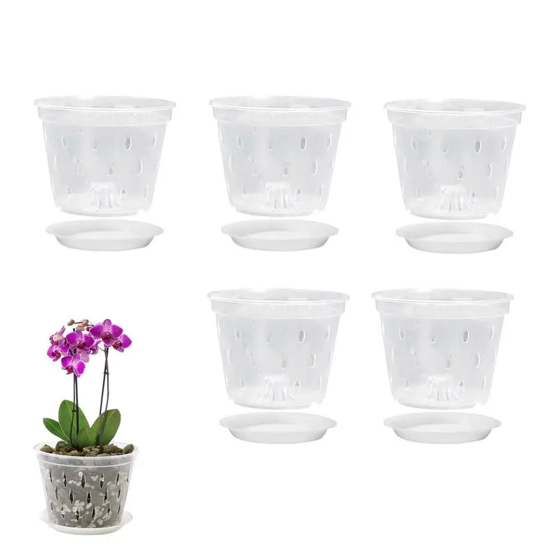 

Orchid Pots With Holes 5pcs Garden Transparent Nursery Pots With Drainage Hole Home Accessories For Bedroom Kitchen Garden Patio