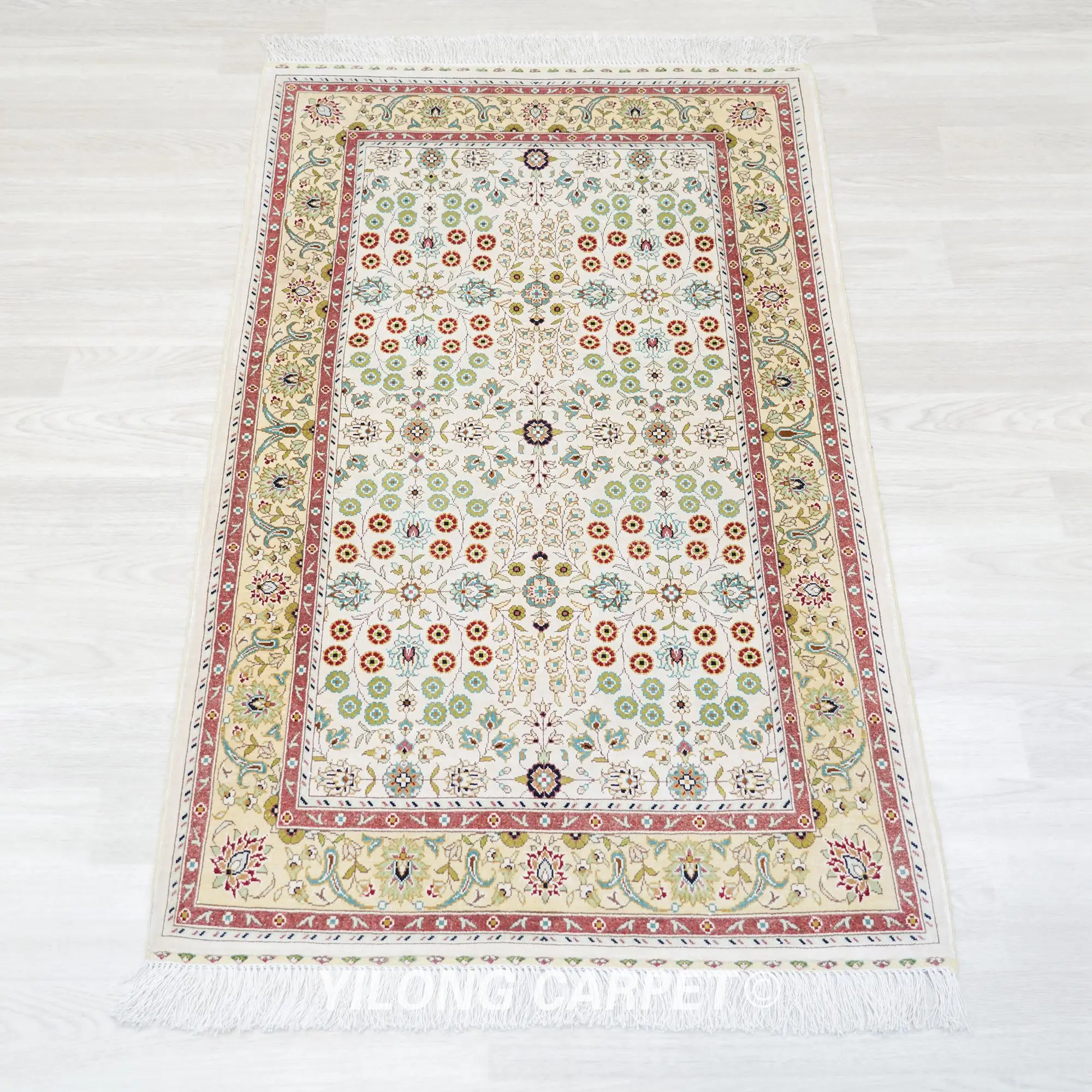 2 5 'x 4' бежевый коврик ручной работы с узлом Шелковый Yilong (TJ386A) |