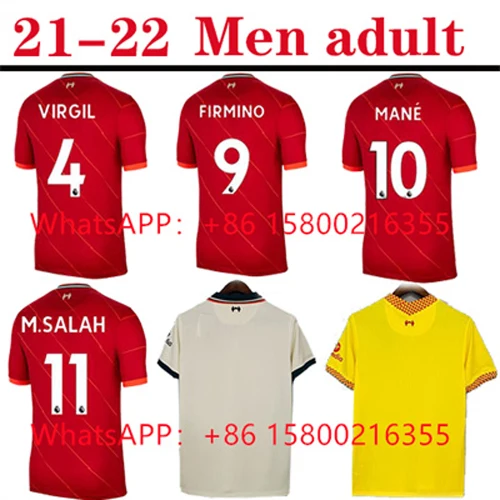 

2021 2022 MANE adult 21 22 Tops M.SALAH THIAGO DIOGO J Liverpooles soccer jersey ORIGI MILNER A.BECKER football shirt men kit