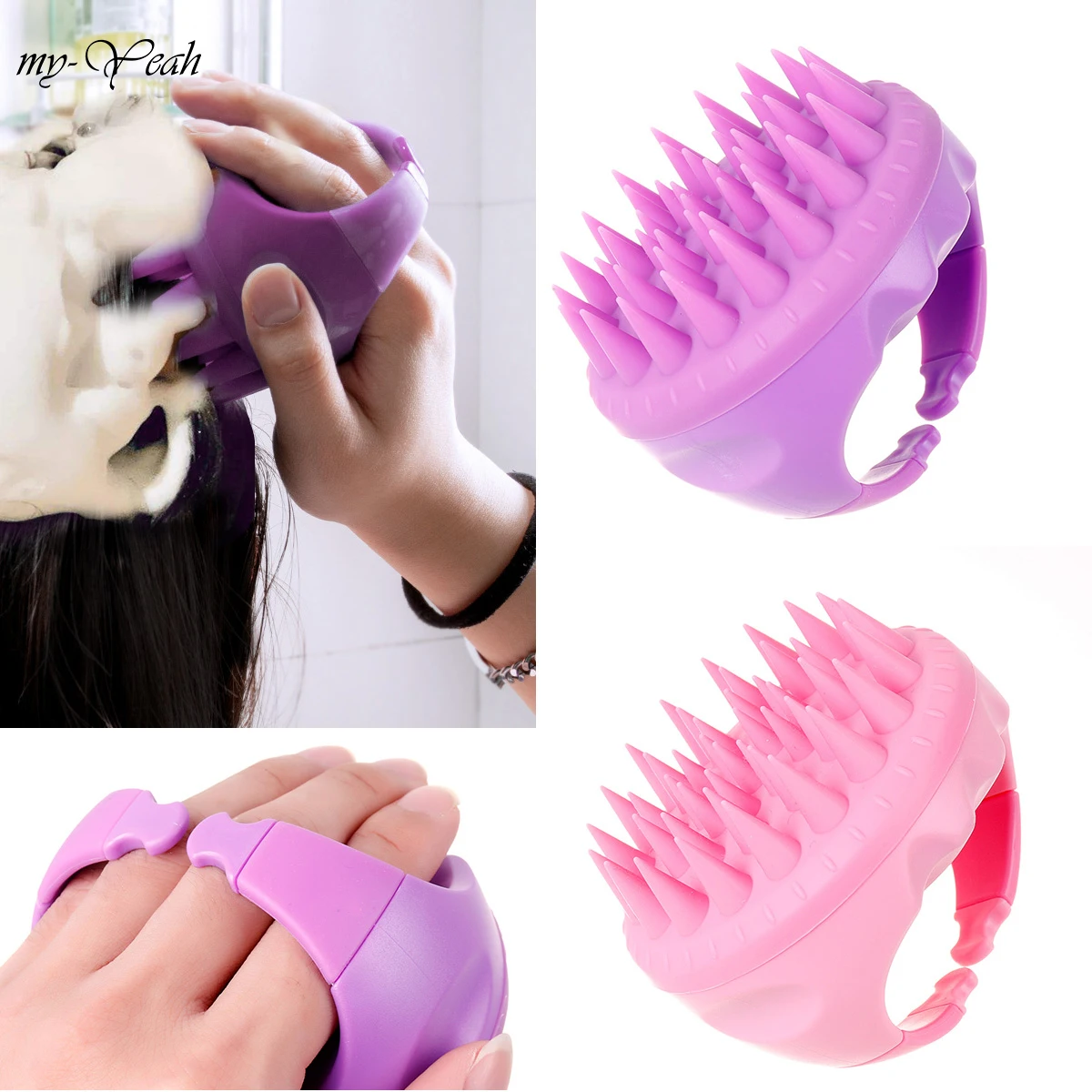 

Myyeah Silicone Massage Brush Comb Head Body Scalp Bath Shampoo Washing Brush Care Tool Shower Accessories Color Random