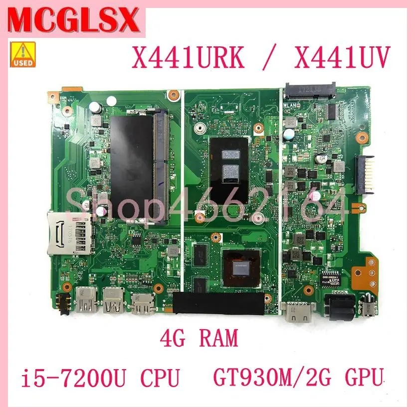 

X441URK i5-7200U CPU 4GB RAM GT930M/2G Материнская плата ASUS F441U A441U X441URK X441UV X441UVK X441UB материнская плата для ноутбука б/у