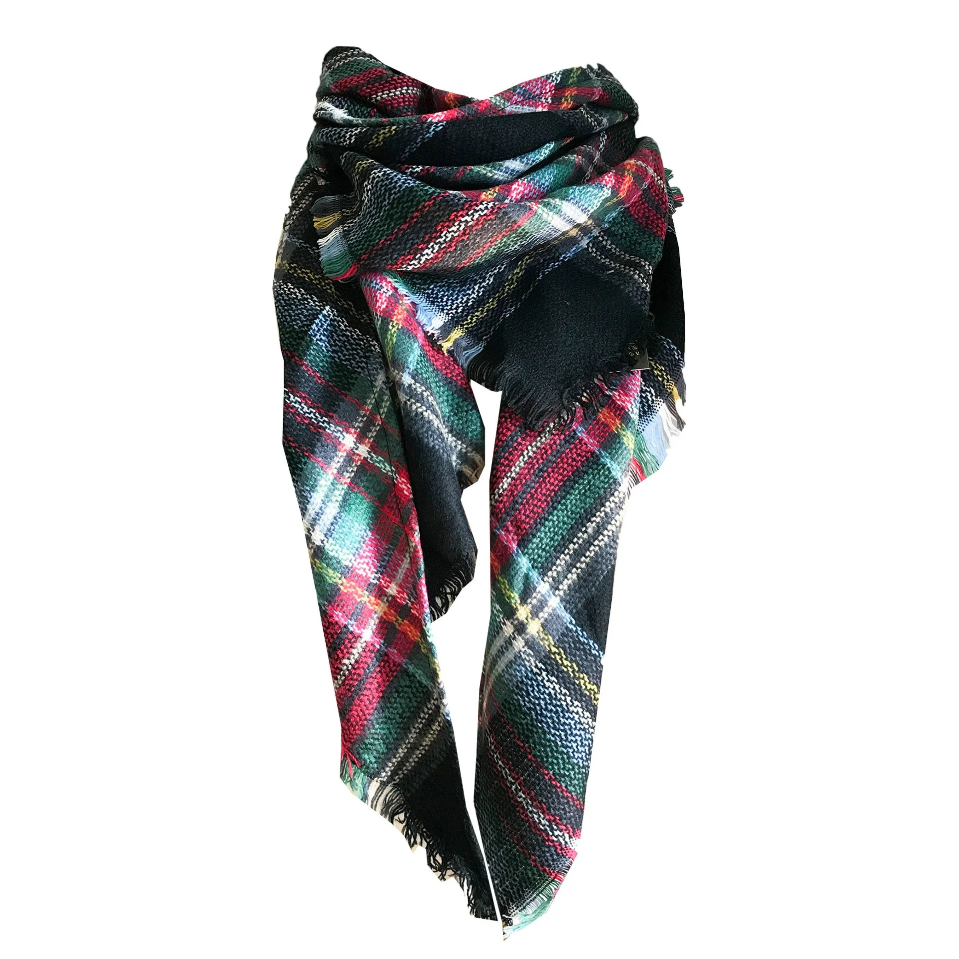 Зимний шарф 2024 женский двусторонний цветной сетчатый из искусственного кашемира