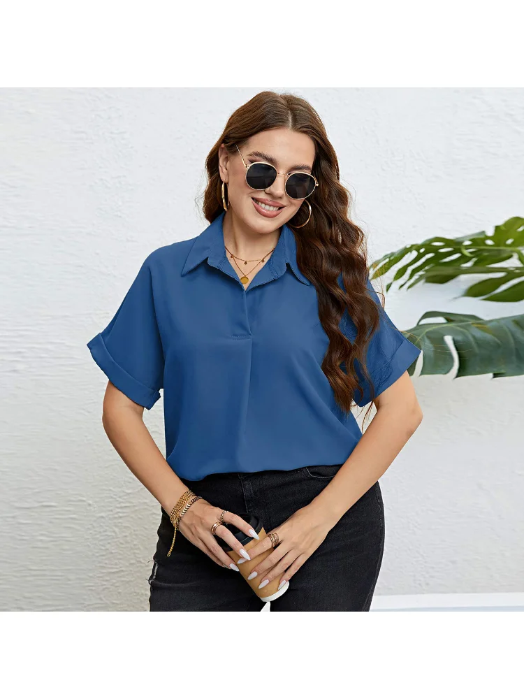 Summer New Chiffon Shirt Printed Ribbon Shirt plus size summer outfits t-shirts