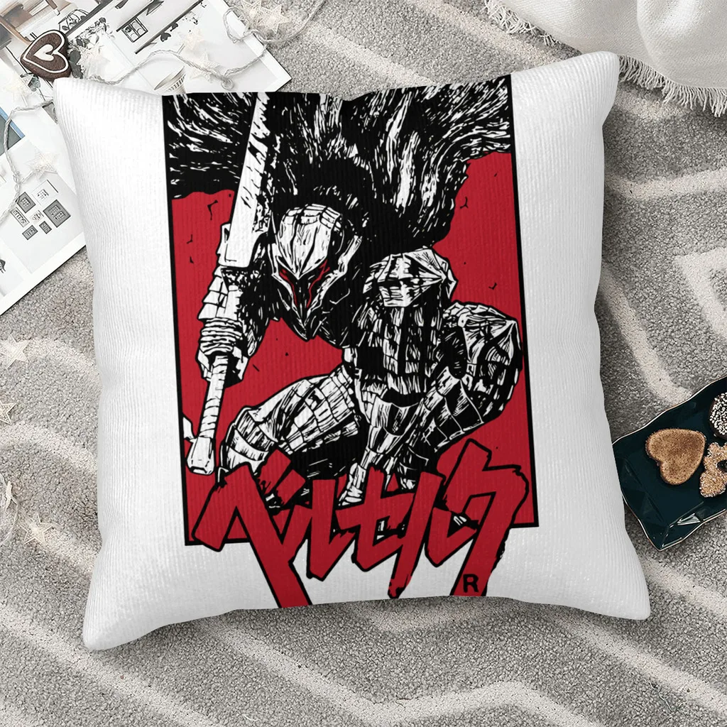 

Red Throw Pillow Case Berserk Guts Griffith Behelit Manga Backpack Coussin Covers DIY Printed Breathable Home Decor