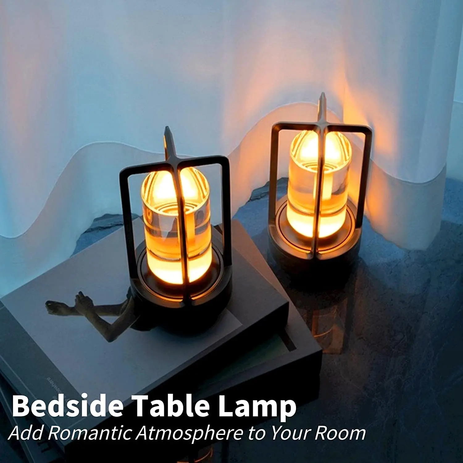 

LED Cordless Table Lamp Retro Bar Metal Desk Lamps Rechargeable Touch Dimming Night Light Restaurant Bedroom Home Outdoor Decor