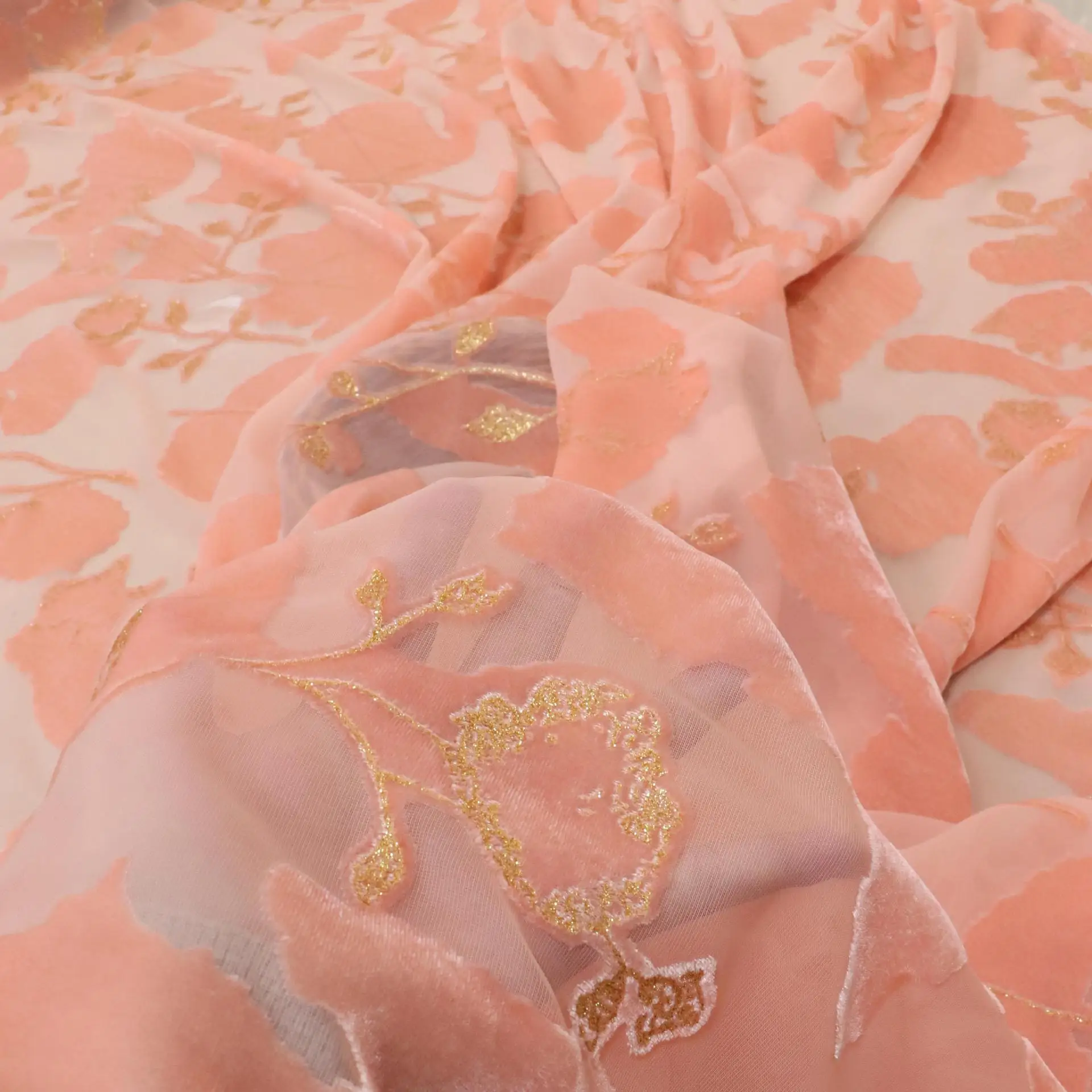 Тканая бархатная парча с липким принтом бронзовая ткань женская одежда ночная