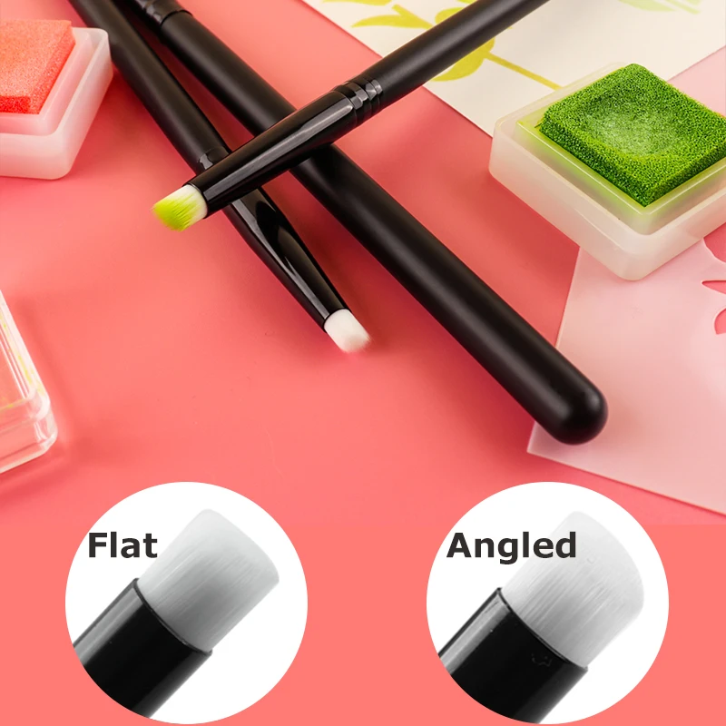 3pcs/set Flat /Angled Detailed Blending Brushes Set for Fine Detailed Areas Ink Painting Intricate Stencils Cards Making 2022