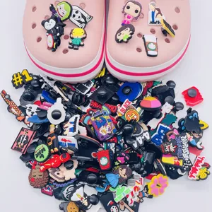100pcs Mix Cartoon Anime Shoe Sandals Shoes Accessories PVC Garden Shoe Decorations Fit Wristbands C