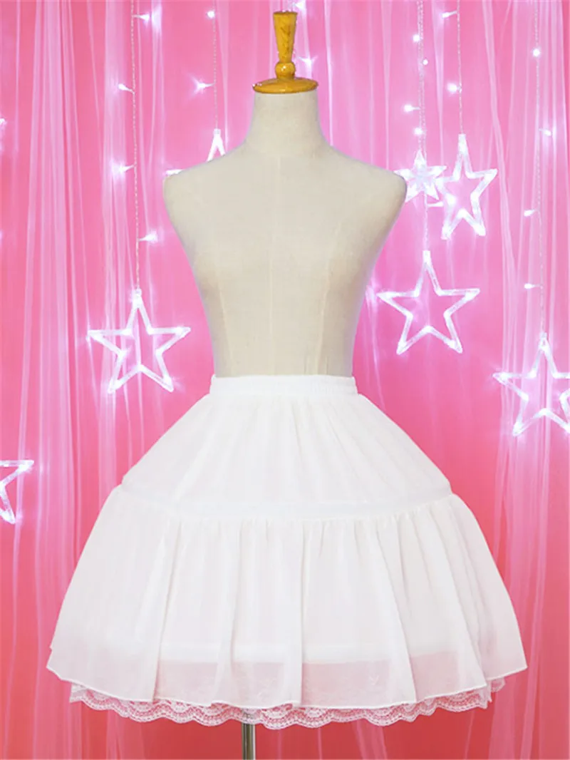 

Chiffon Lolita Petticoat Layered Ruffles White Lolita Pettiskirt Girls Mini Cake Skirt